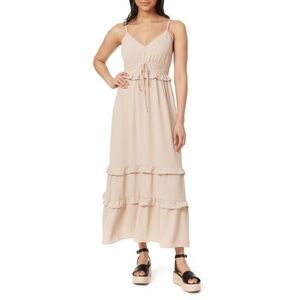 Wallflower Beige Ruffle Maxi Dress Size M
